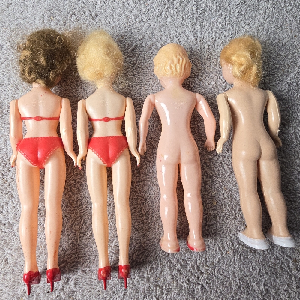 Vintage 2 Sleepy Eye Dolls And 2 Hard Plastic Dolls - Picture 10 of 12
